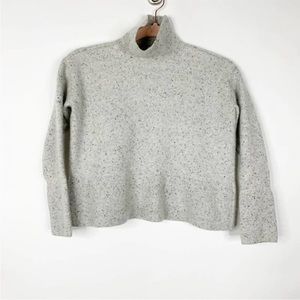 Everlane Cashmere Cropped Mock Neck Sweater Small Speck Gray 3/4 Sleeve #5334